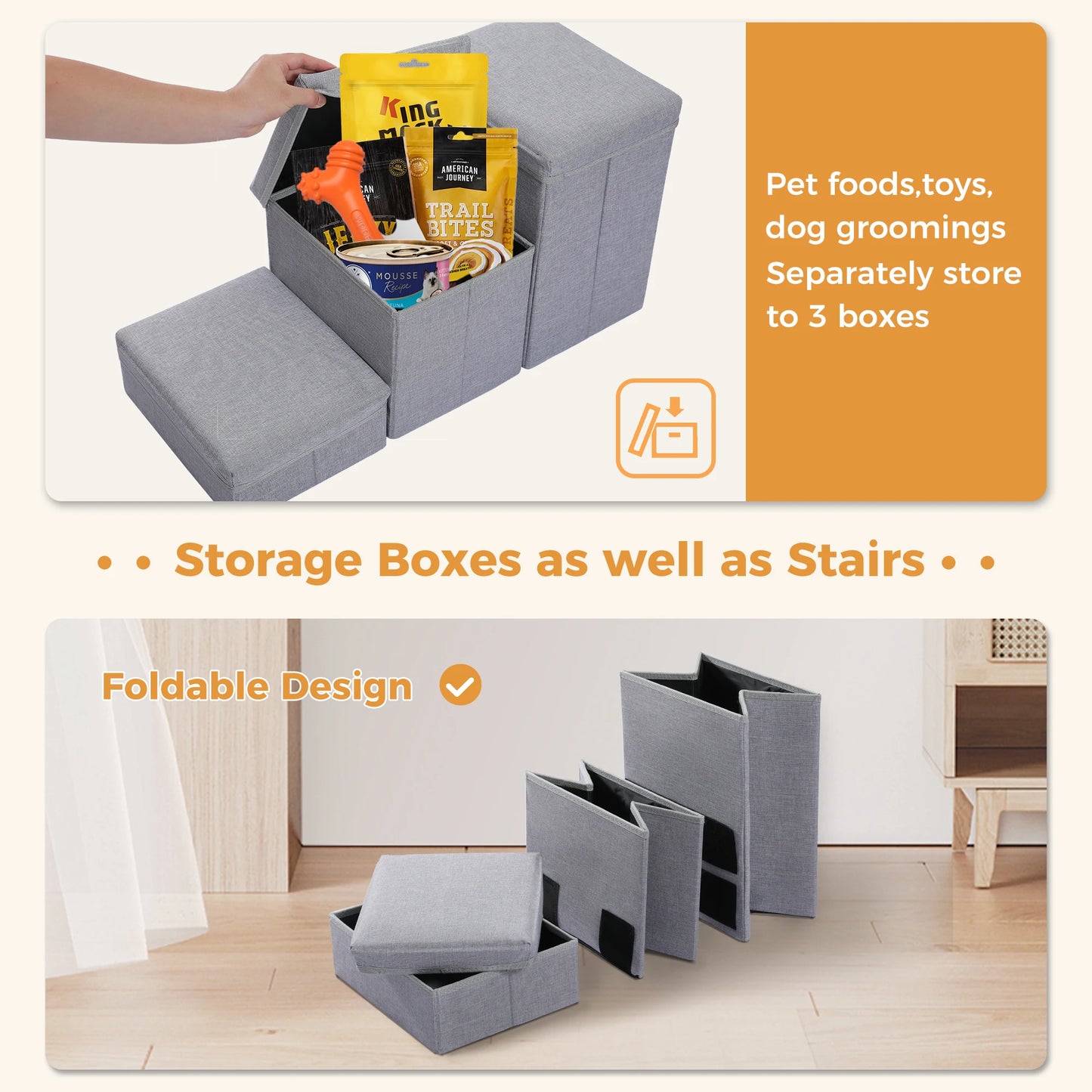 3 Stairs Dog Step for Small Dogs with Storage