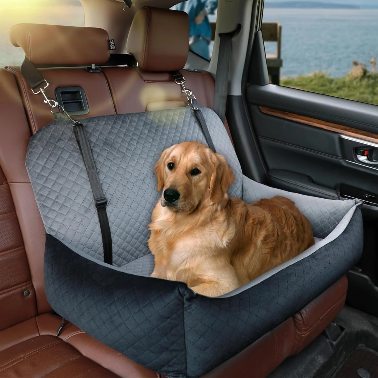 Car Seat Bed for Large/Medium Dogs or 2 Small