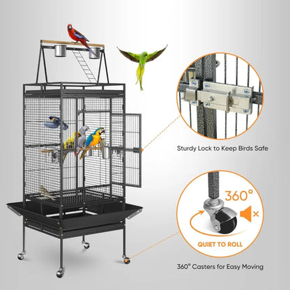 68-inch Large Bird Cage with Rolling Stand