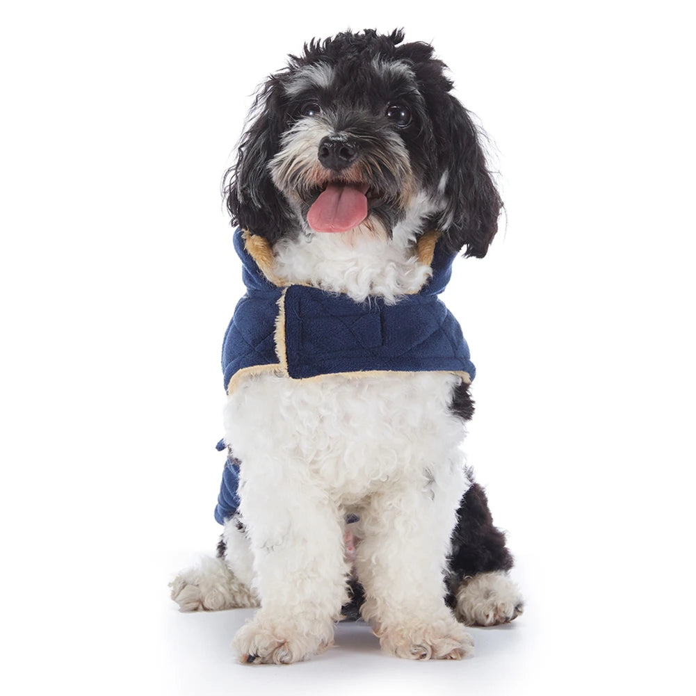 Winter plush checkered double bag coat dog jacket