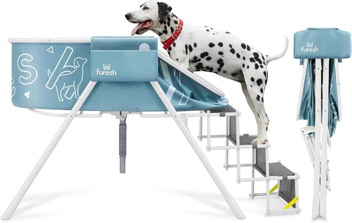 Dog Bath Tub with Stairs Elevated Portable Foldable