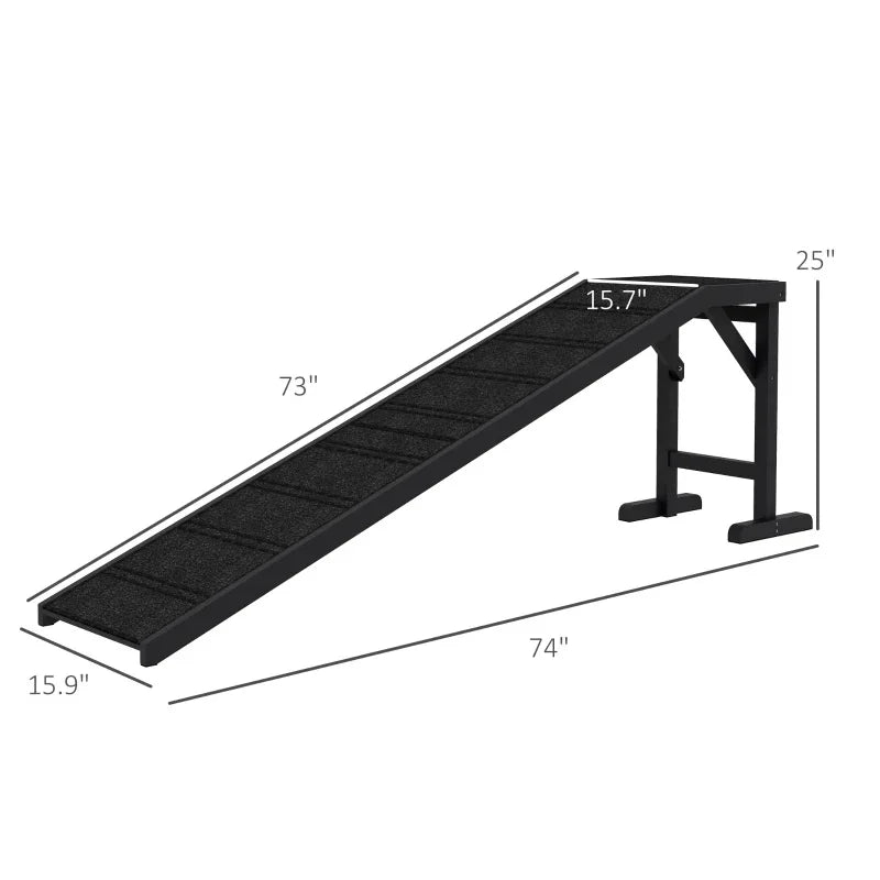 74 "L pet ramp with non-slip carpet