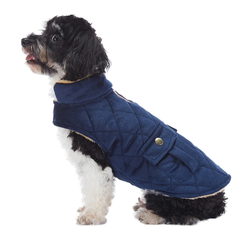 Winter plush checkered double bag coat dog jacket