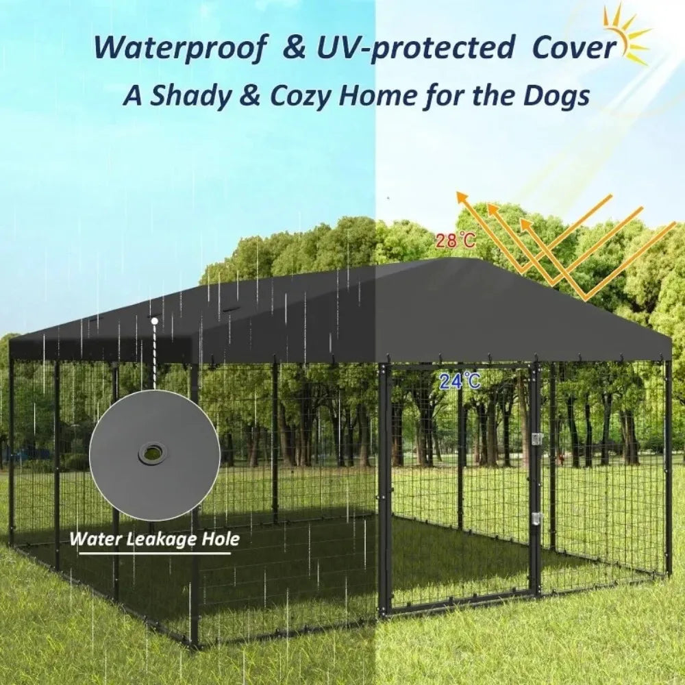 Large Dog Kennel with Roof Cover