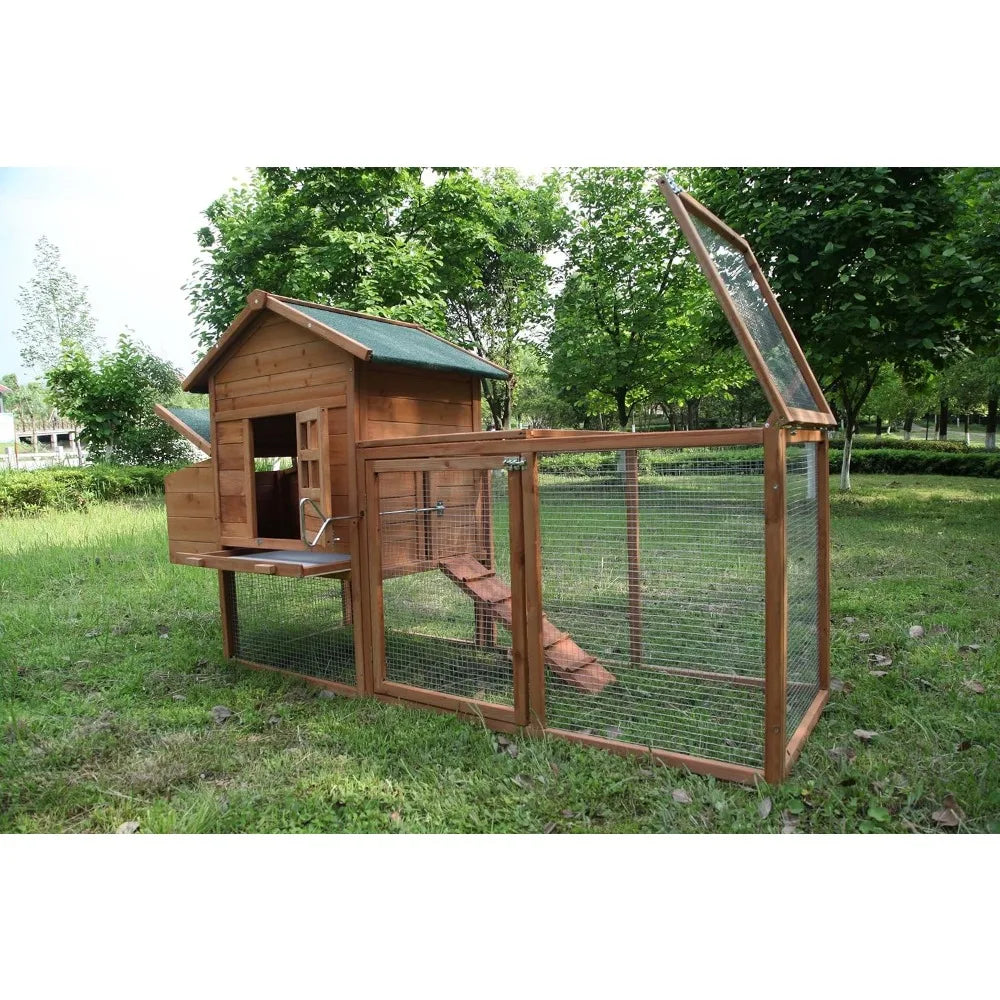 Outdoor 80'' Weatherproof Wooden Chicken Coops Nest Box