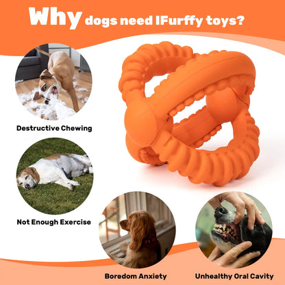 2 Rings Natural Rubber Chew Toy for Large Dogs