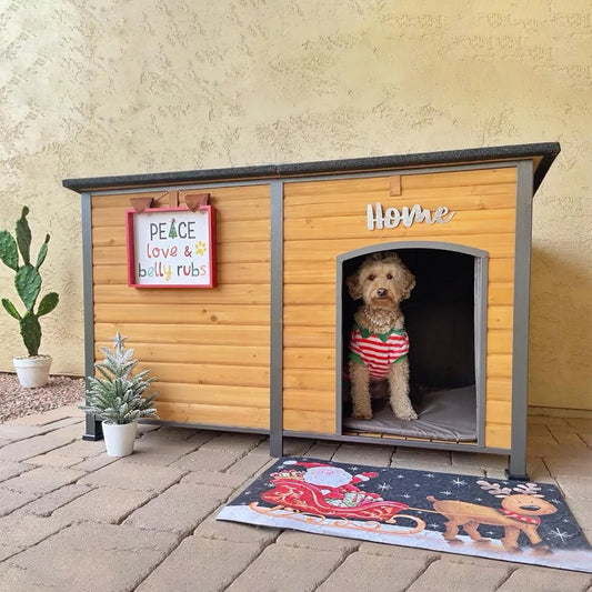 59" Large Dog House 100% Insulated Dog Kennel with Liner