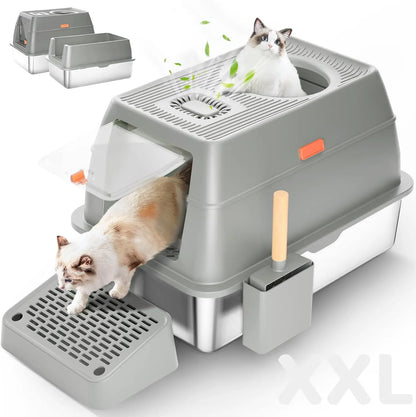 Stainless Steel Cat Litter Box with Lid