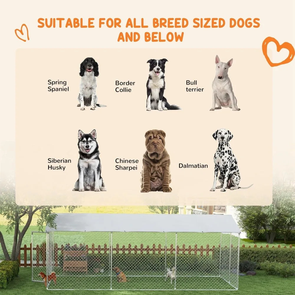 Outdoor large heavy-duty dog cage with waterproof cover