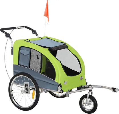 Bike Trailer 2-in-1 Stroller with Canopy & Storage Pockets