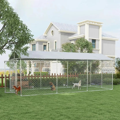 Outdoor large heavy-duty dog cage with waterproof cover