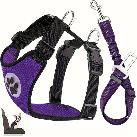 Safety Harness with Seatbelt Vehicle Connector Strap