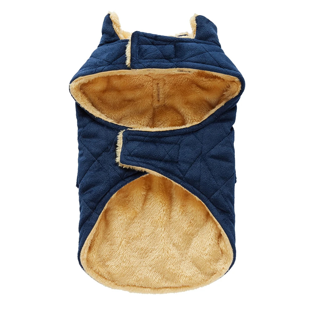 Winter plush checkered double bag coat dog jacket