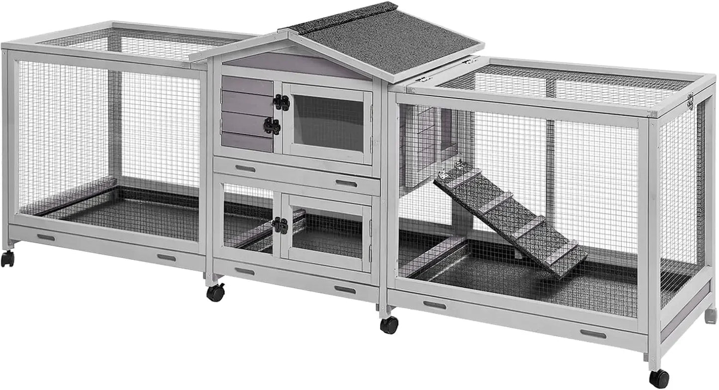 Rabbit Hutch Indoor Outdoor Cage on Wheels