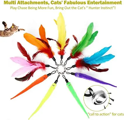 Retractable Interactive Wand Cat Feather Toys Teasers