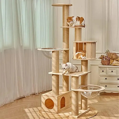 Real Wood Cat Tree Tower Condo