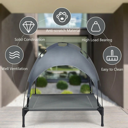 Dog Bed Portable Elevated with Removable Canopy