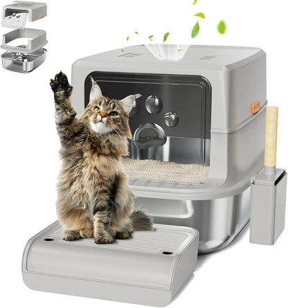 Stainless Steel Enclosed Cat Litter Box