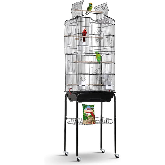 Open Top Medium Small Bird Cage with Stand