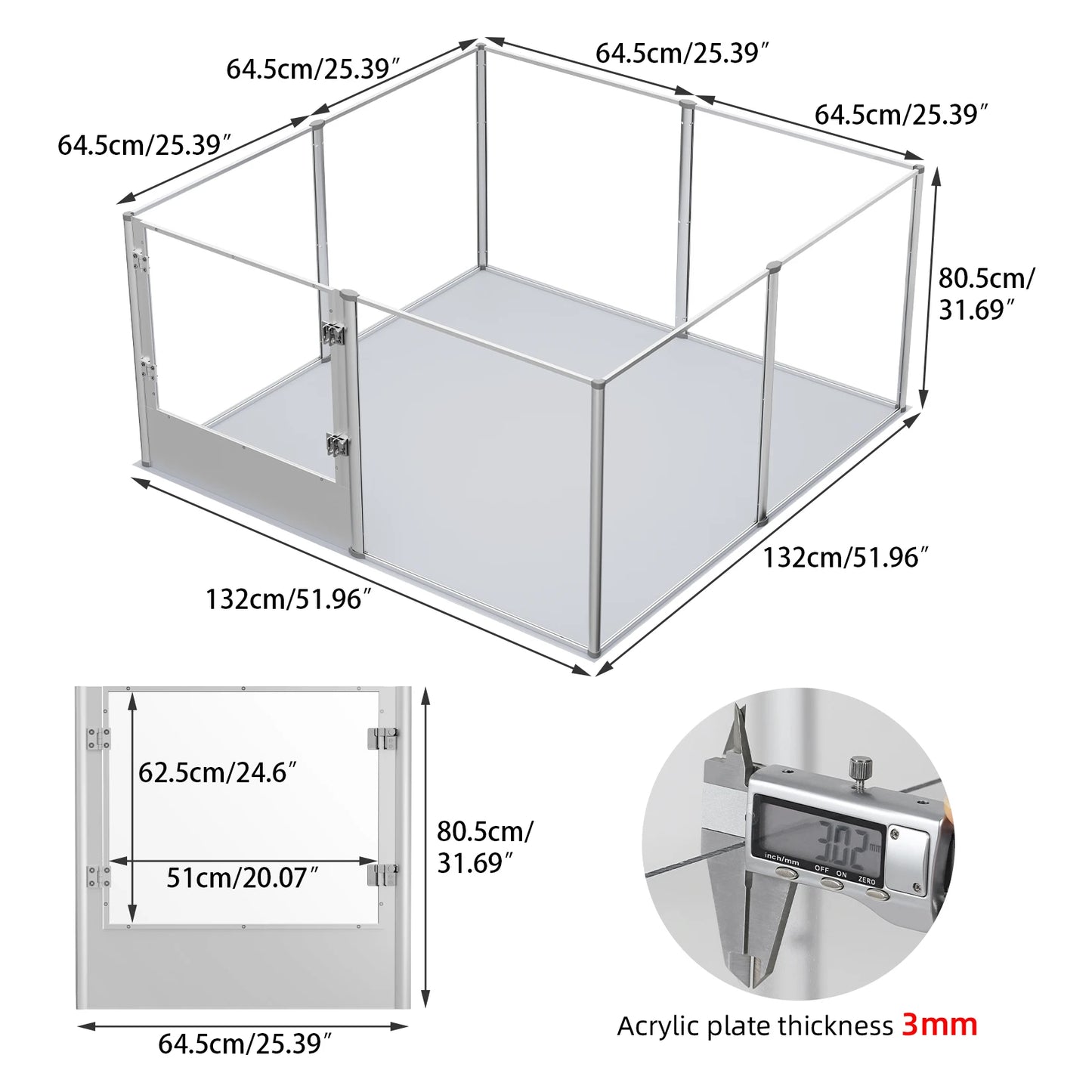 Indoor Dog Kennel with Waterproof Pad and 8 Panels