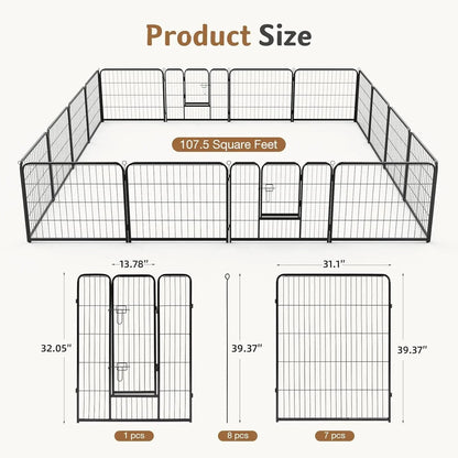 Indoor/Outdoor 16 Panel 40" Height Metal Pen with Door