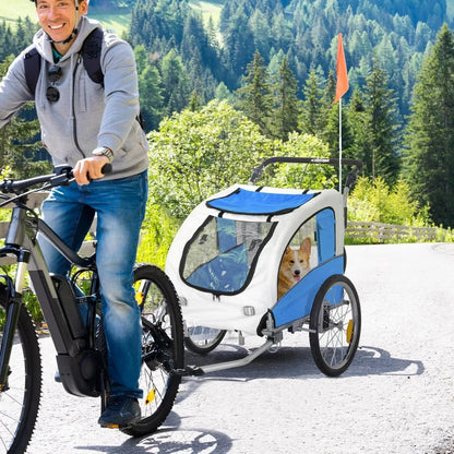 Bike Trailer 2-in-1 Stroller with Canopy & Storage Pockets