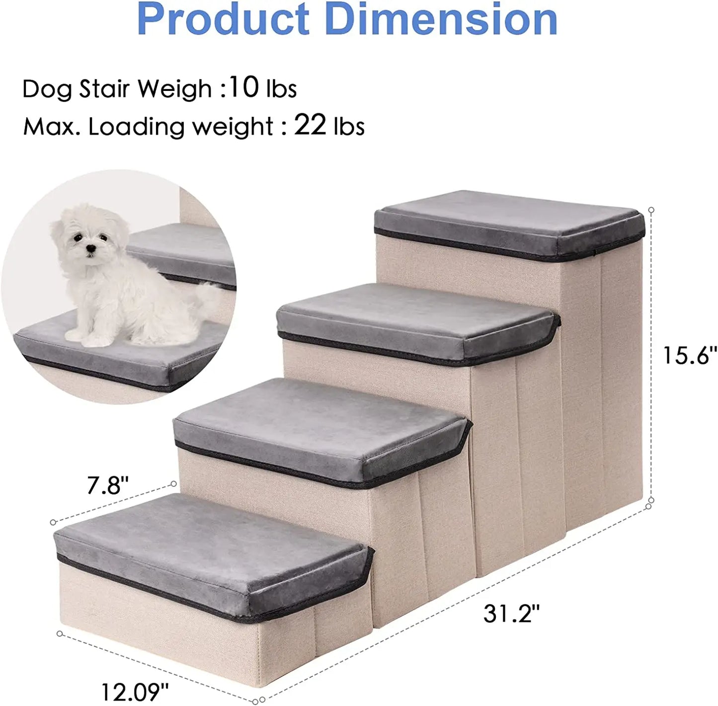 Foldable Dog Stairs for High Bed Couch