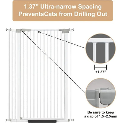 51.18" Extra Tall Cat Gate for Doorway, 30.5"-40"