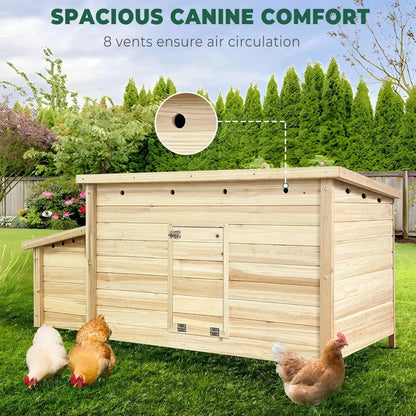 57.6'' Wooden Chicken Coop Hen House with 2 Nesting Boxes