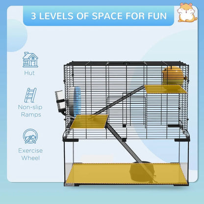 3 Tiers Hamster Cage w/Deep Glass Bottom