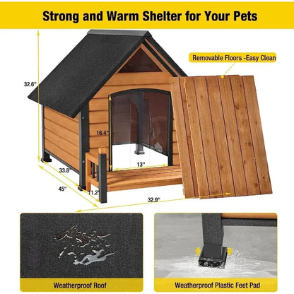 Outdoor medium-sized dog home with porch