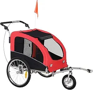 Bike Trailer 2-in-1 Stroller with Canopy & Storage Pockets