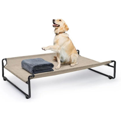 Large Elevated Dog Bed with Flannel Blanket