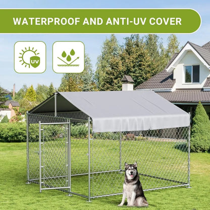 10' x 10' x 7.5' Large Dog Kennel, Outdoor Pen with Roof