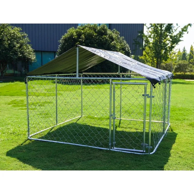 Outdoor Heavy Duty Dog Kennel Steel Fence (6.56‘x 6.56’)