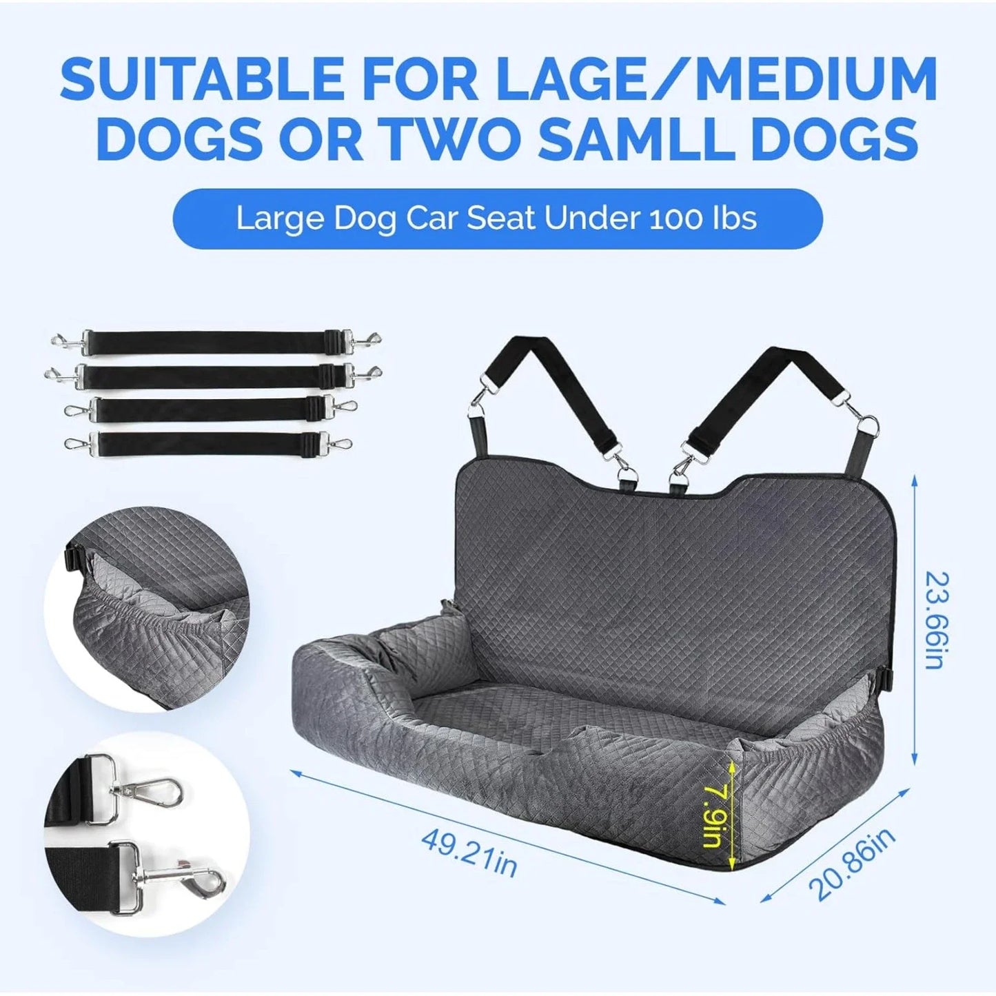 Dog Bed Car Seat Fully Detachable Extra Large