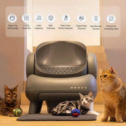 Open-Top Self Cleaning, Automatic Cat Litter Box