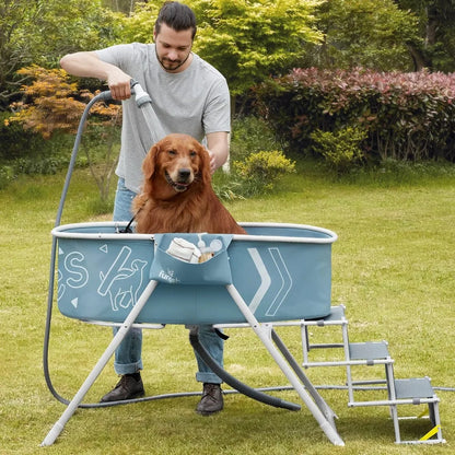 Dog Bath Tub with Stairs Elevated Portable Foldable