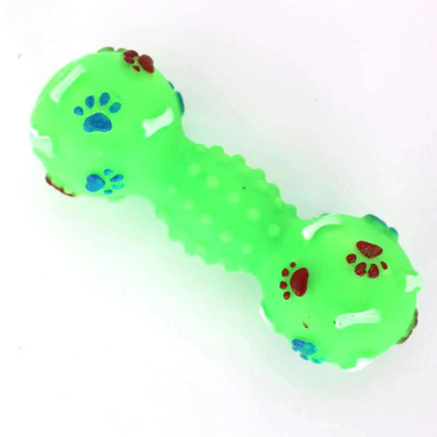 Solid PVC Paw Print Dumbbell  Chew Interactive Squeaker