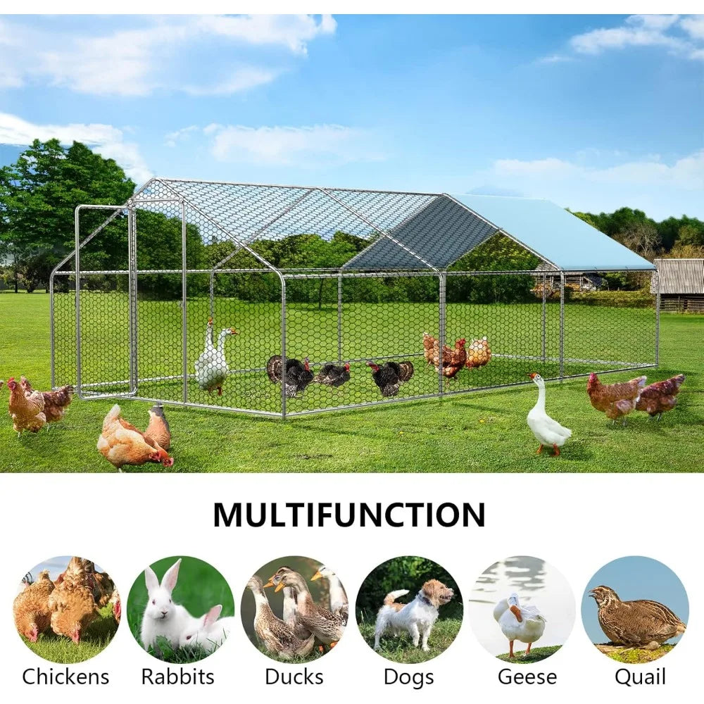 Large Metal Chicken Run for 20-30 Chickens,Dog Kennel