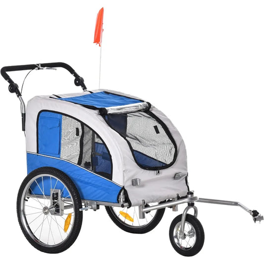 Bike Trailer 2-in-1 Stroller with Canopy & Storage Pockets