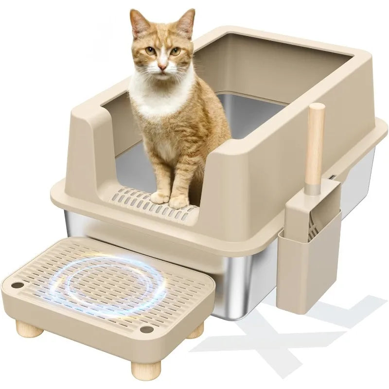 Stainless Steel Cat Litter Box  Extra Large High Sided