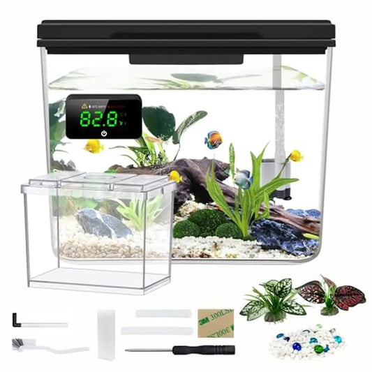 1.8 Gal Fish Tank Kit LED Lights Self-Cleaning