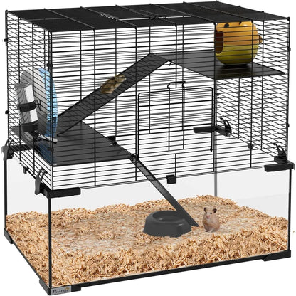 3 Tiers Hamster Cage w/Deep Glass Bottom