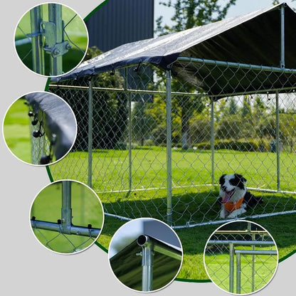 Outdoor Heavy Duty Dog Kennel Steel Fence (6.56‘x 6.56’)