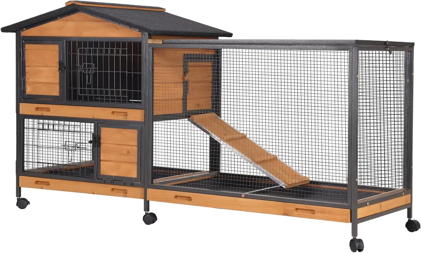 Rabbit Hutch Outdoor Indoor Rabbit Cage with Wheels