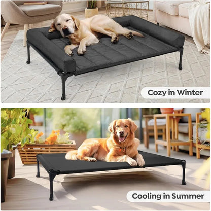 Cooling Elevated Dog Bed + Waterproof Removable Pillow-Top