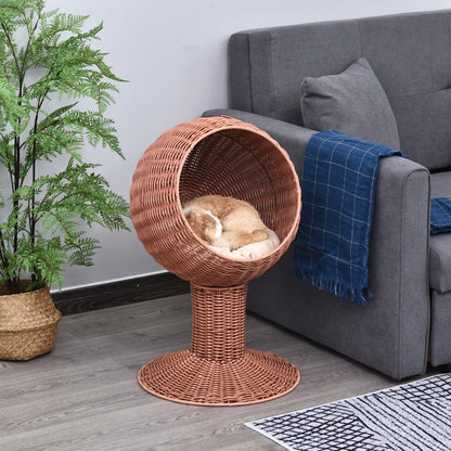 Rattan Wicker Elevated Pet Bed Cat Cave