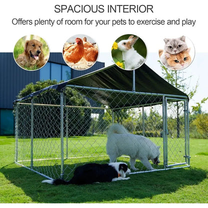 Outdoor Heavy Duty Dog Kennel Steel Fence (6.56‘x 6.56’)