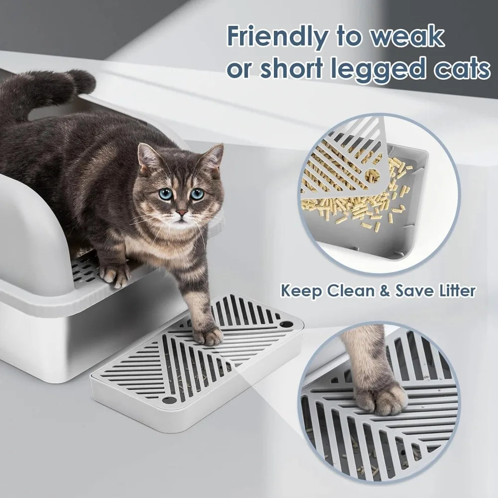 2 Pack Stainless Steel Cat Litter Pan for Big Cats